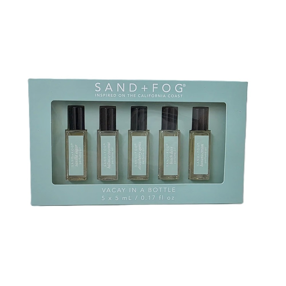 NIB Sand + Fog Vacay In A Bottle Perfume Oil Set - 5 FRAGRANCES ~ 5 X 5ml/.17oz